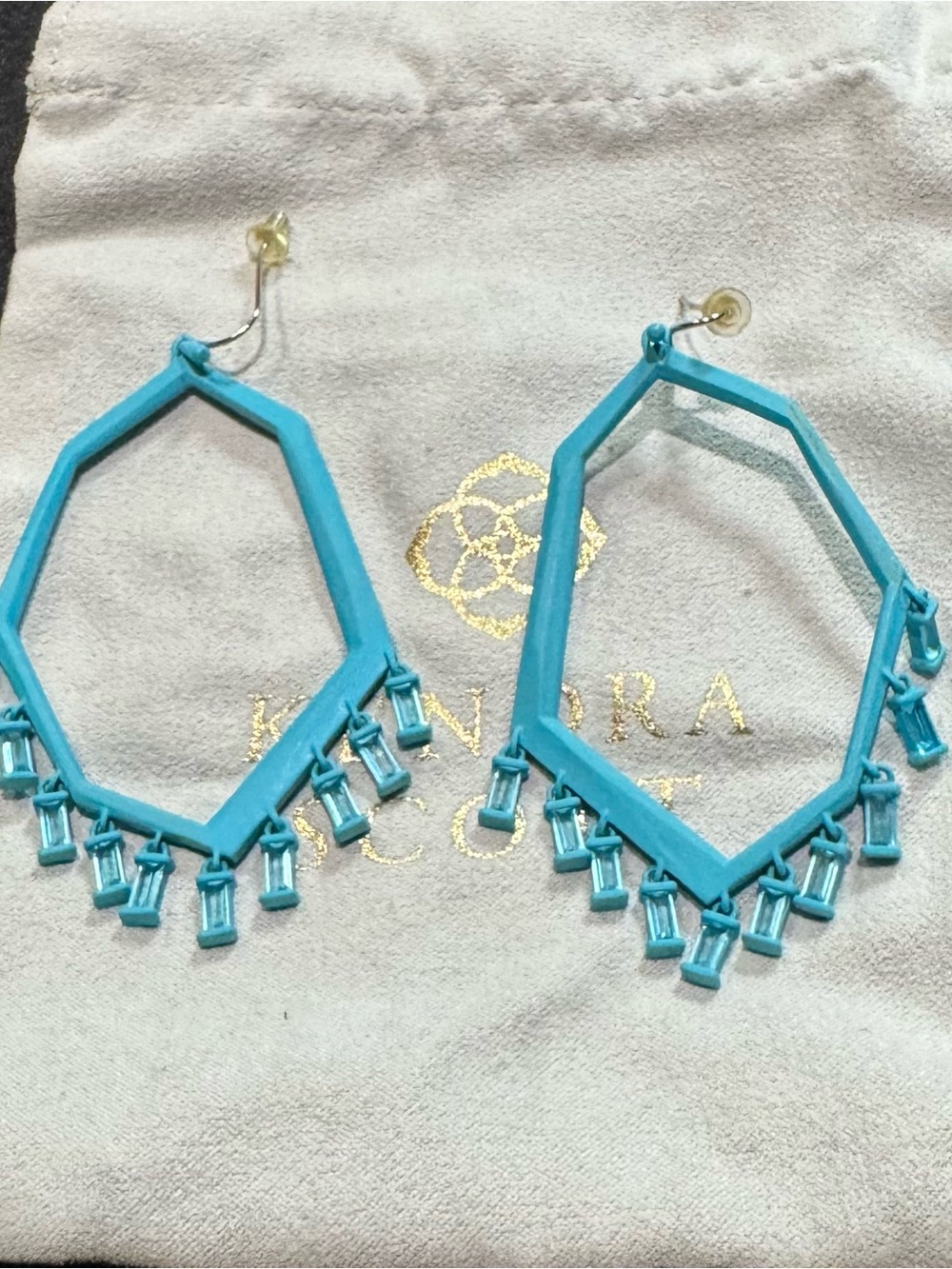 Kendra Scott Elisa Turquoise Geometric Fringe Drop Earrings